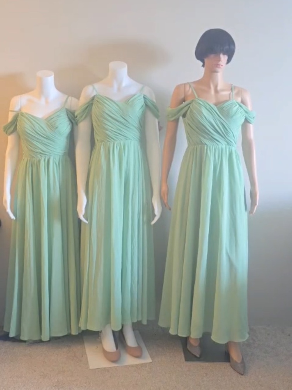 Elegant Mint Green Off-Shoulder Dress for Wedding Bride-mate,Prom.Is 3 $100 each